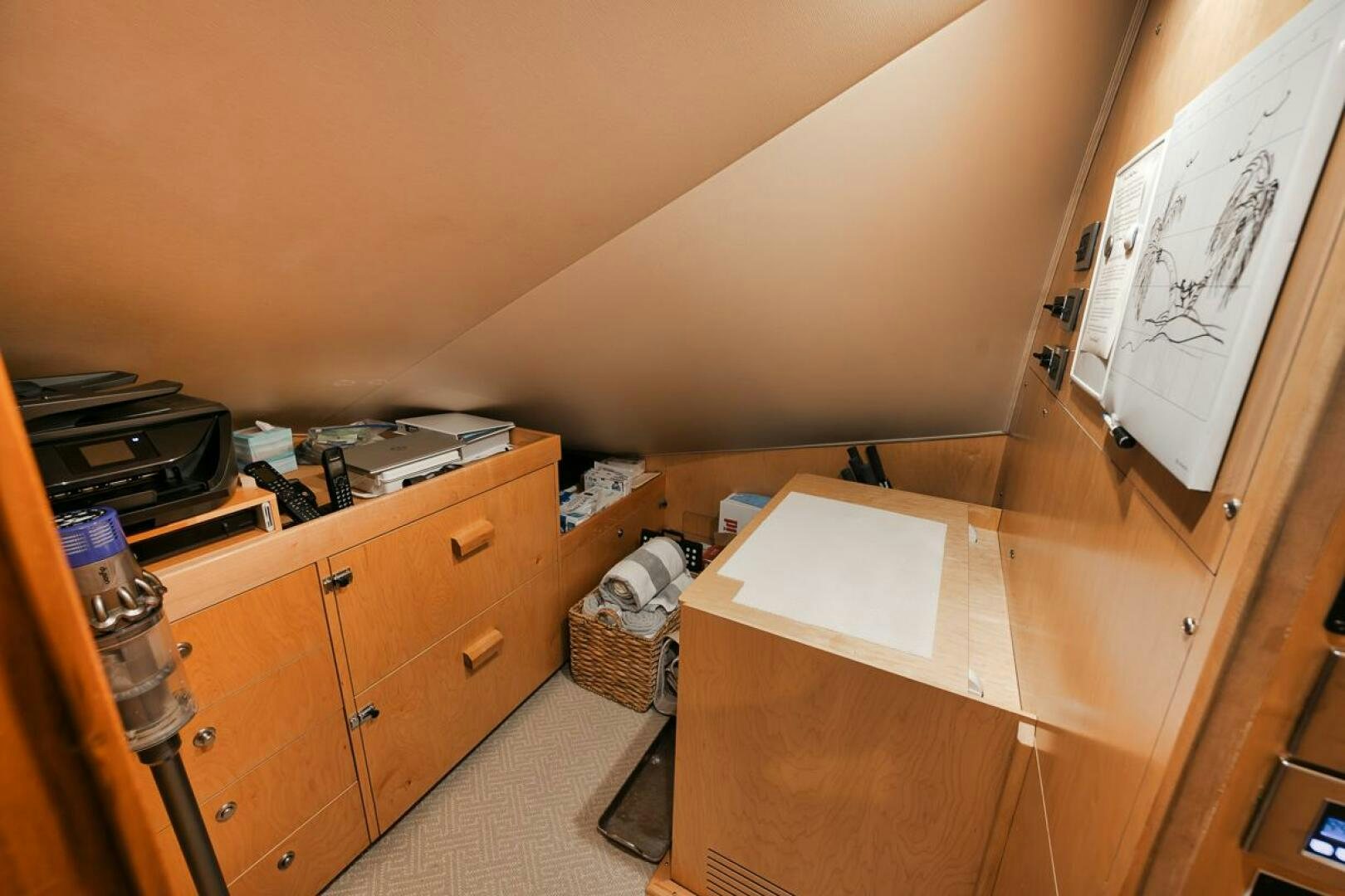 a room with a desk and a bed aboard FA-LA-ME Yacht for Sale