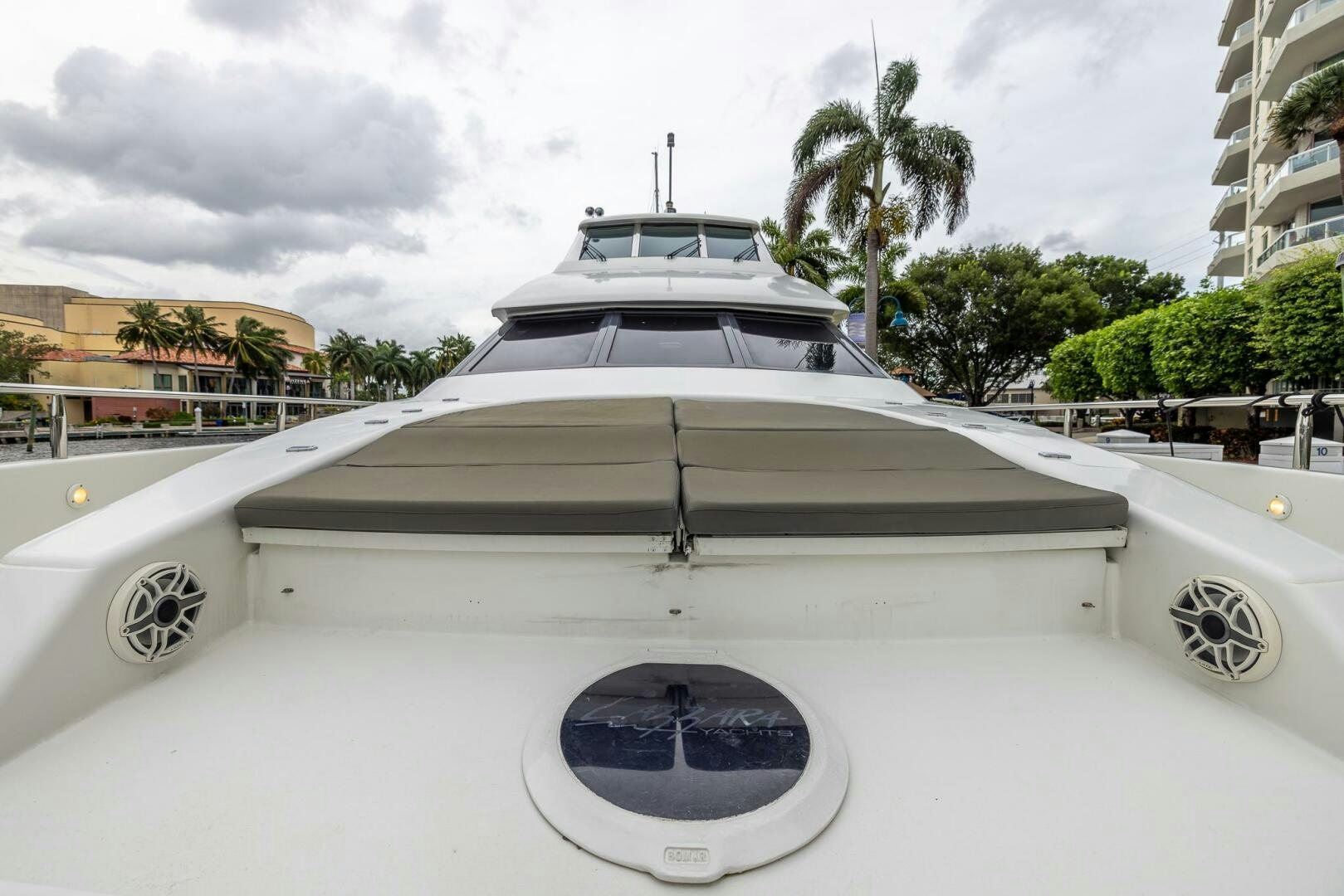 a white building with a round roof aboard BOURBON LEGEND Yacht for Sale
