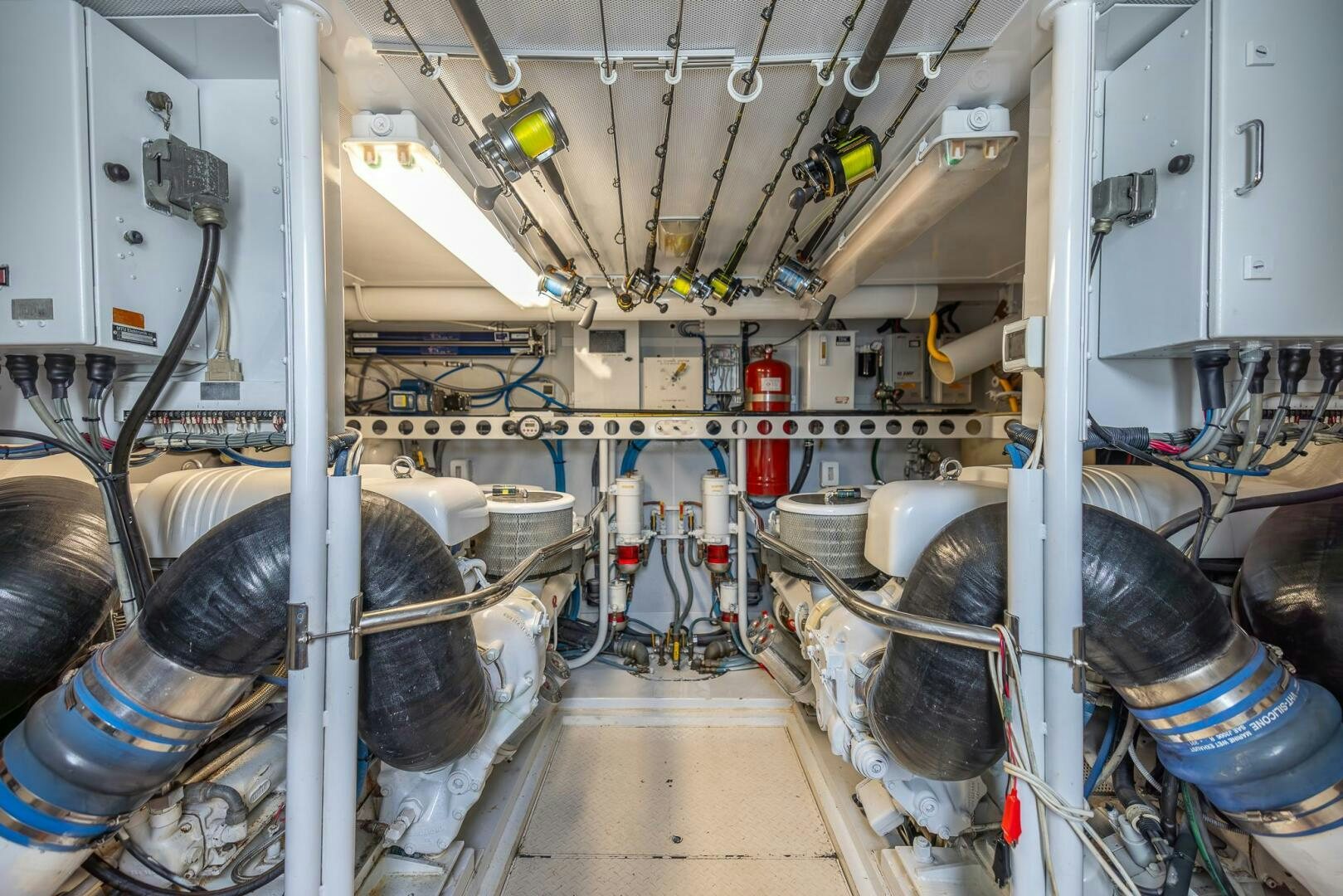 a room with large pipes aboard BOURBON LEGEND Yacht for Sale