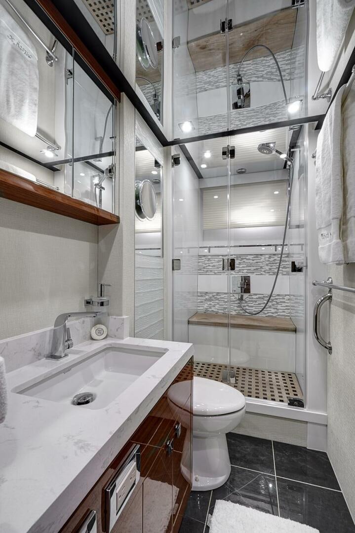 a bathroom with a sink and a toilet aboard DREAM Yacht for Sale