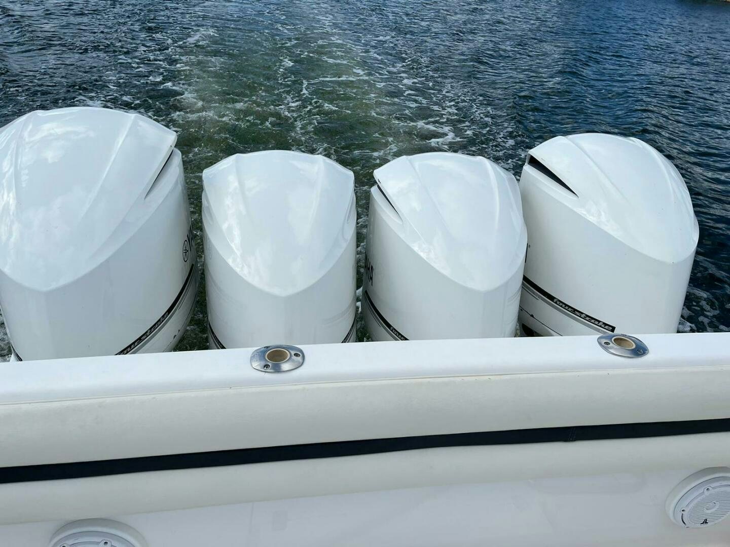a row of white containers on a boat aboard Forget about it. Yacht for Sale