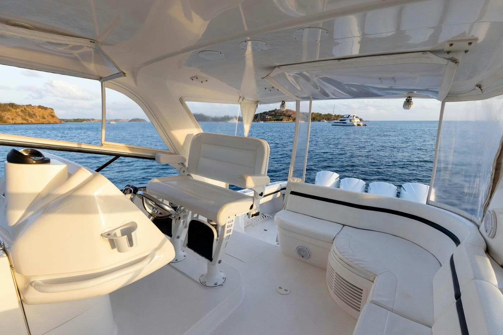 a boat with white seats aboard Forget about it. Yacht for Sale