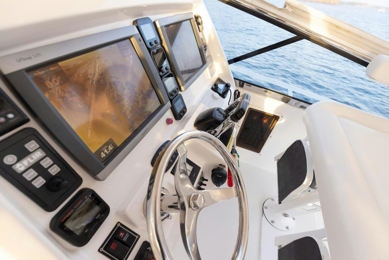 a cockpit of a plane aboard Forget about it. Yacht for Sale