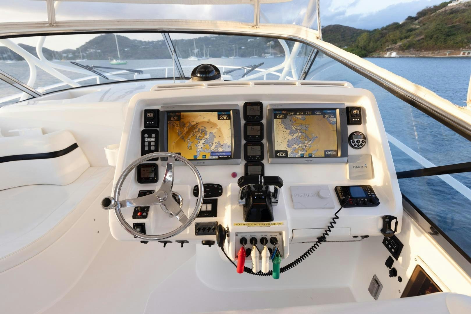 the inside of a white car aboard Forget about it. Yacht for Sale