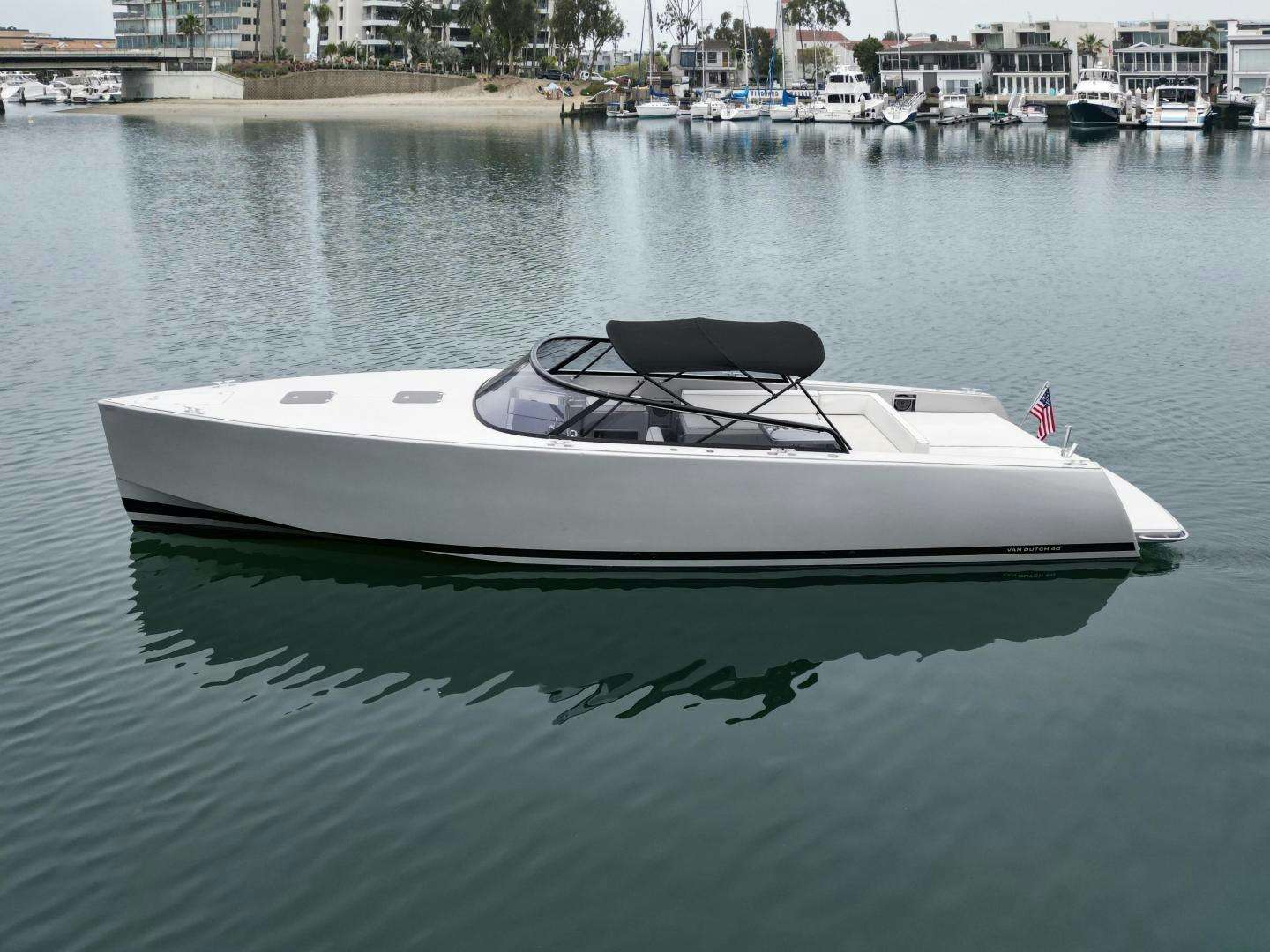 a white boat in the water aboard SVG II Yacht for Sale