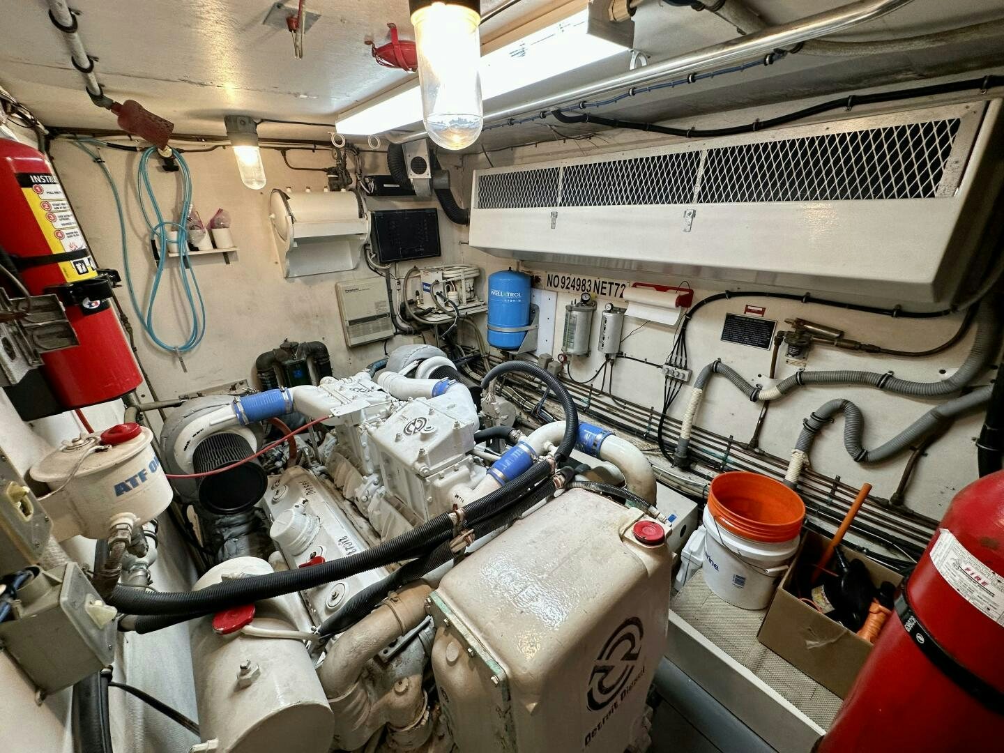 a room with several pipes and tubes aboard CONUNDRUM Yacht for Sale