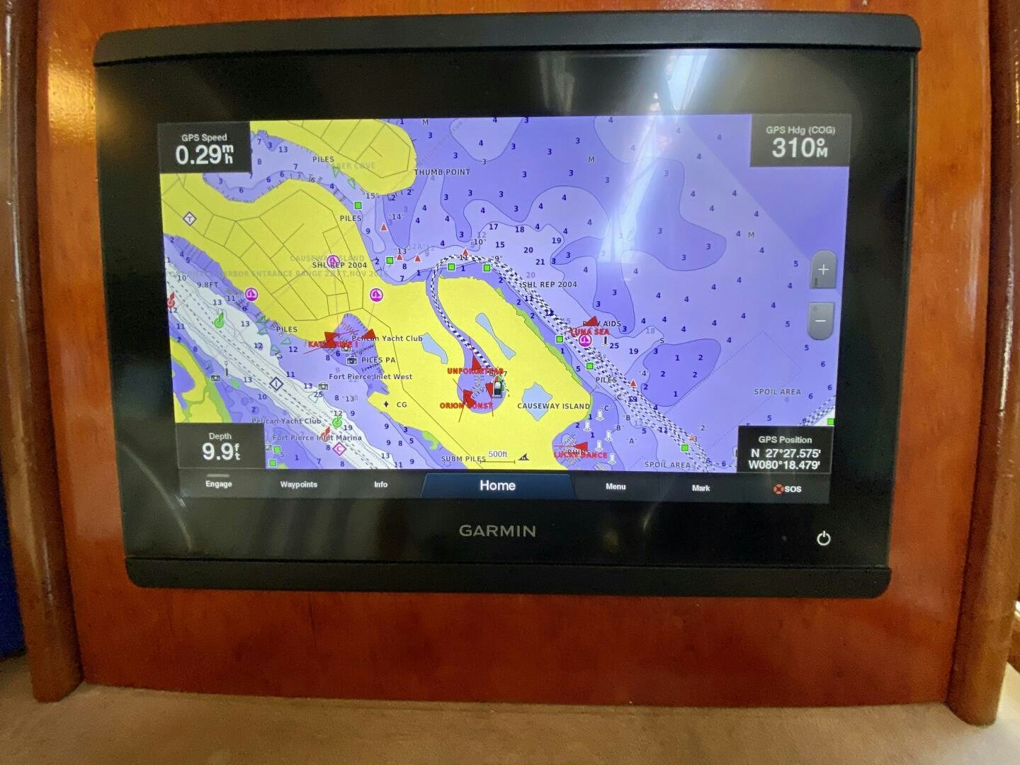 a black rectangular device with a map on it aboard CONUNDRUM Yacht for Sale