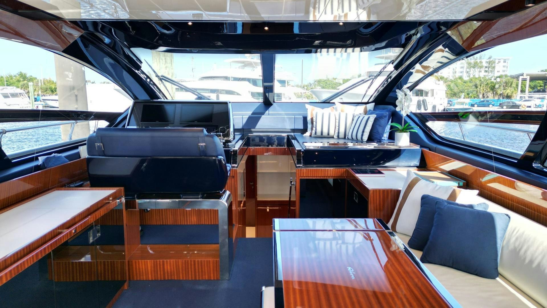 inside of a car aboard CAVALLO Yacht for Sale