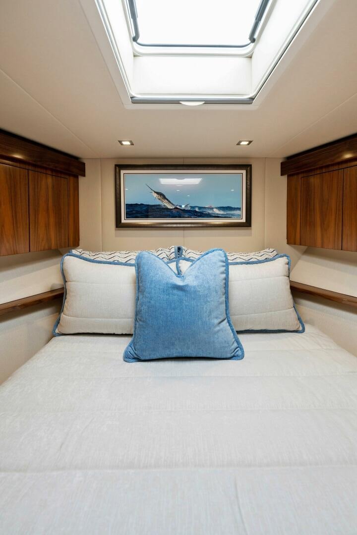 a bed with pillows aboard SHOE  Yacht for Sale