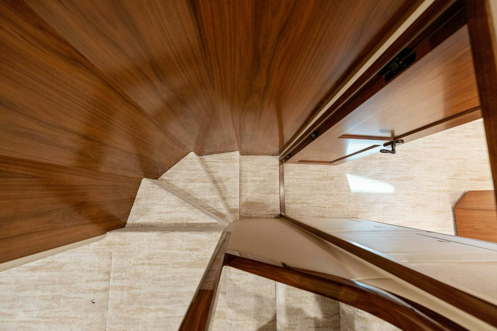 a wooden ceiling with a light aboard SHOE  Yacht for Sale
