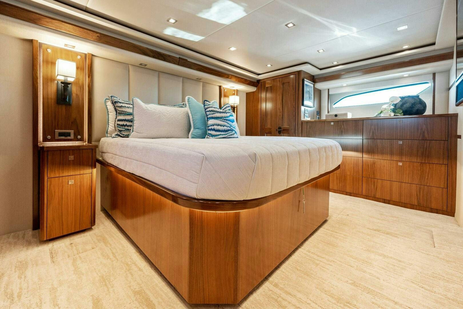 a bed in a room aboard SHOE  Yacht for Sale