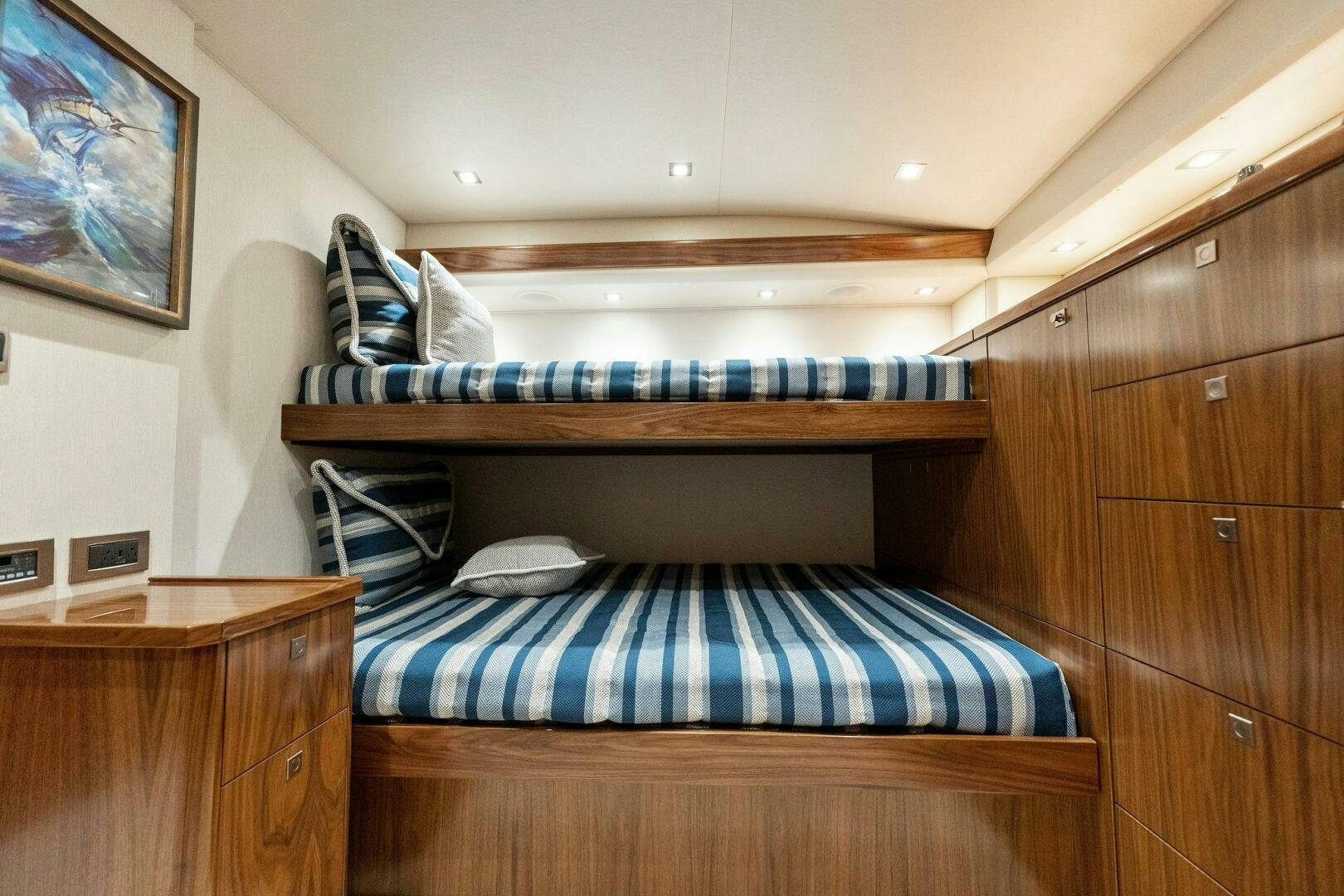 a bed in a room aboard SHOE  Yacht for Sale
