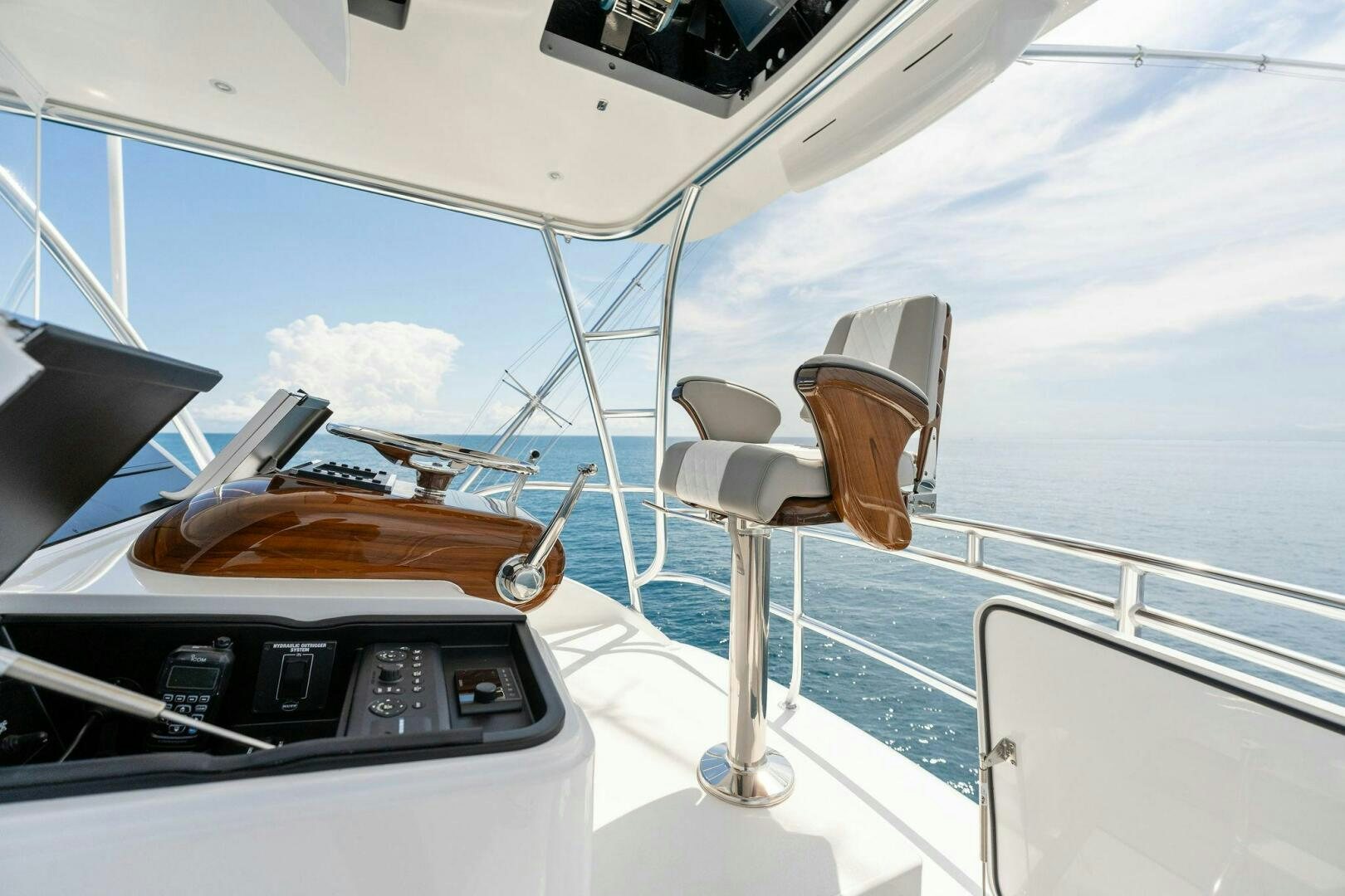 a boat with a desk and a computer on it aboard SHOE  Yacht for Sale