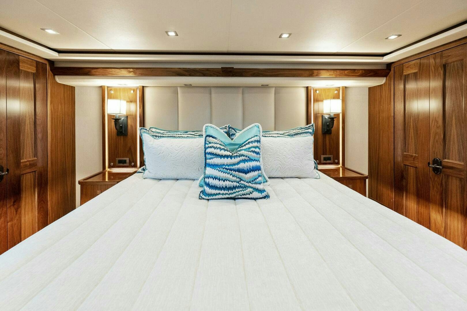 a bed in a room aboard SHOE  Yacht for Sale
