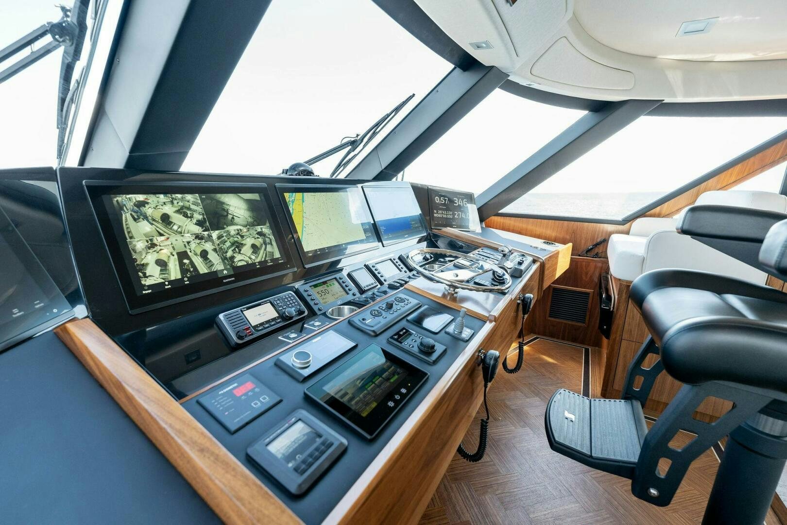 a control panel on a table aboard SHOE  Yacht for Sale