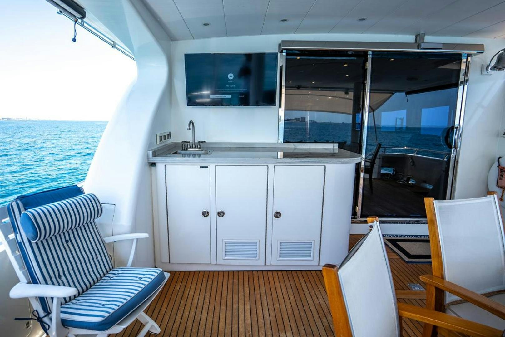 a boat with a sink and a counter aboard AMERICAN HONEY Yacht for Sale