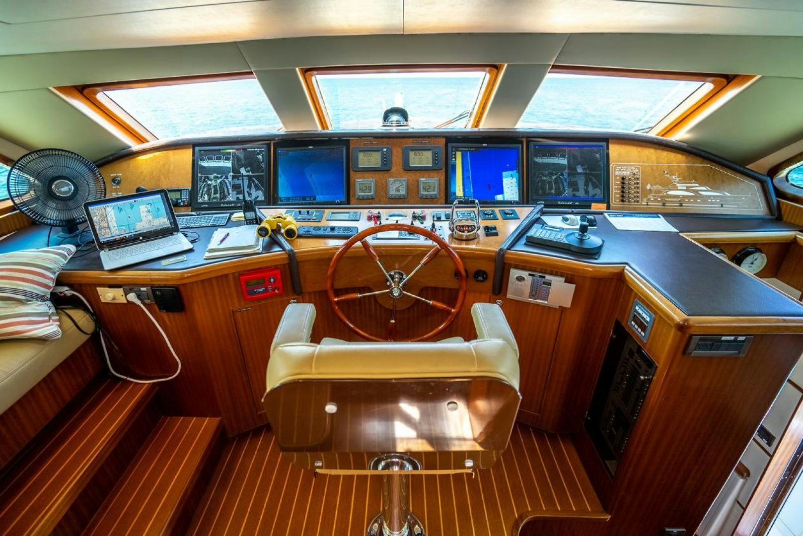 a room with a desk and computer aboard AMERICAN HONEY Yacht for Sale