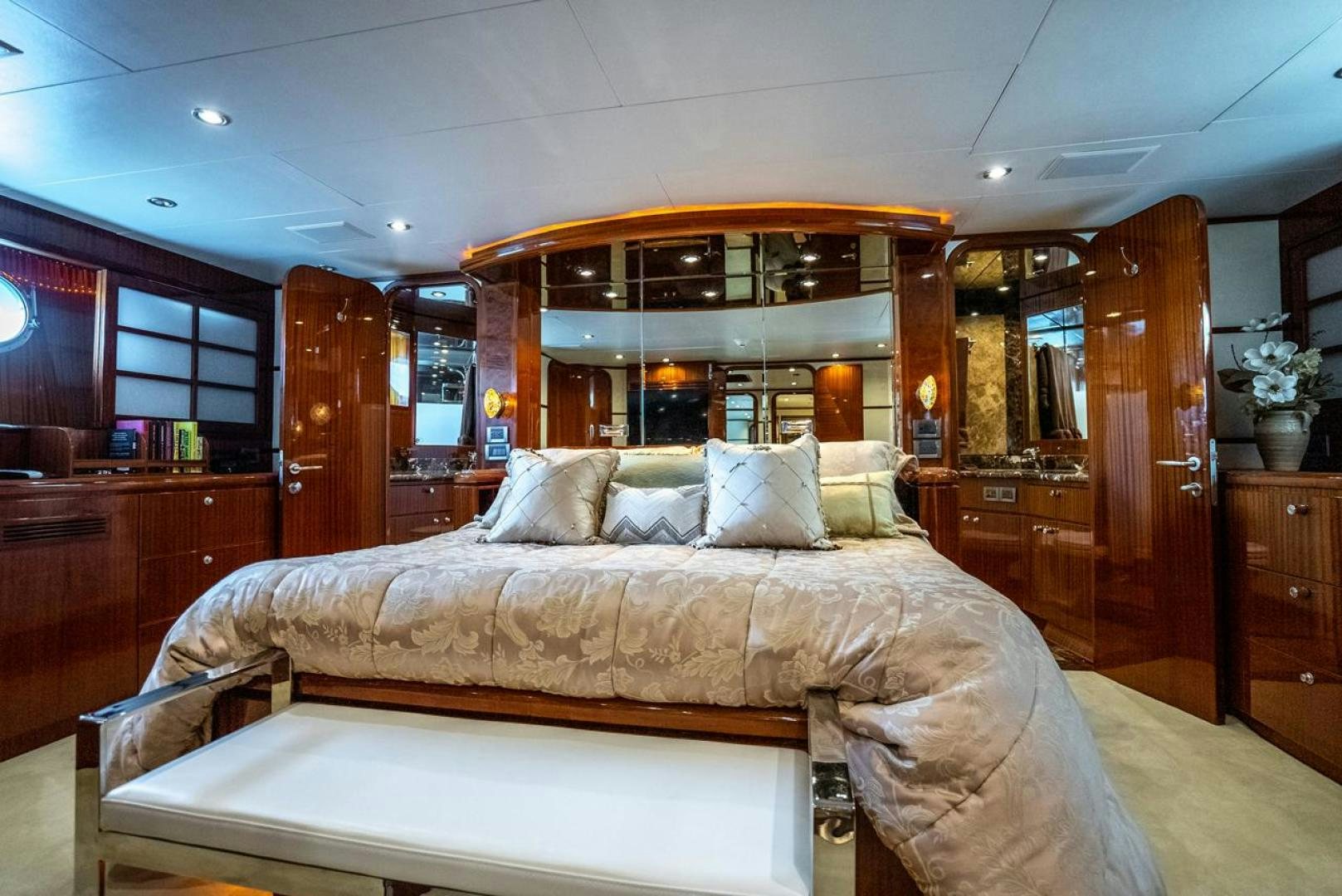 a bed in a room aboard AMERICAN HONEY Yacht for Sale