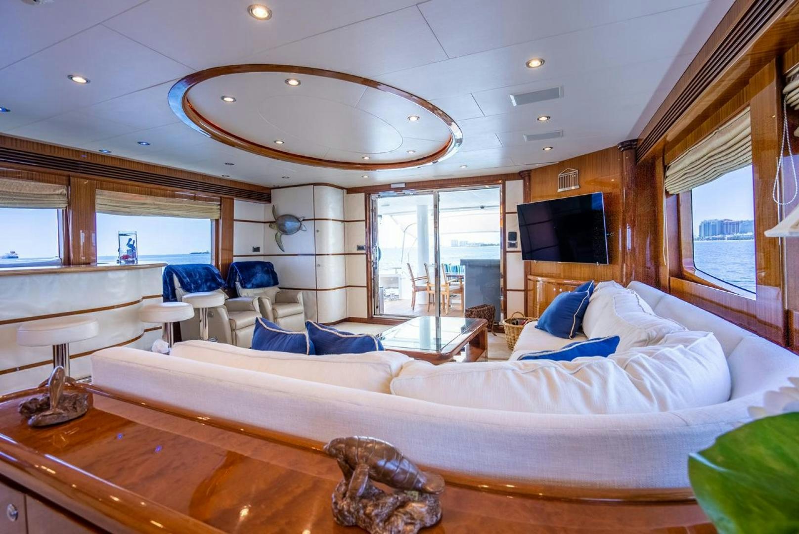 a large bed in a room aboard AMERICAN HONEY Yacht for Sale
