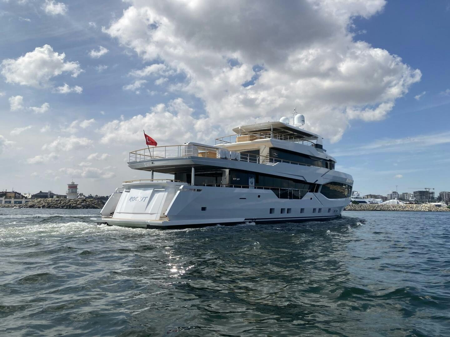 a boat on the water aboard 37XP 08 ROCKIT Yacht for Sale