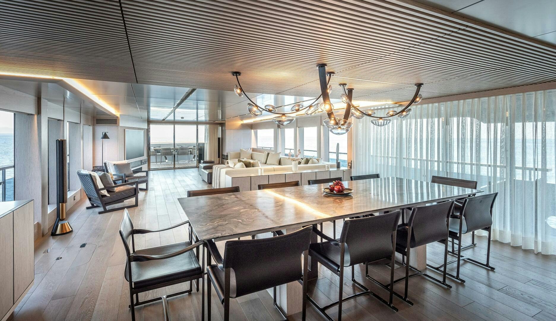 a large kitchen and dining room aboard 37XP 08 ROCKIT Yacht for Sale