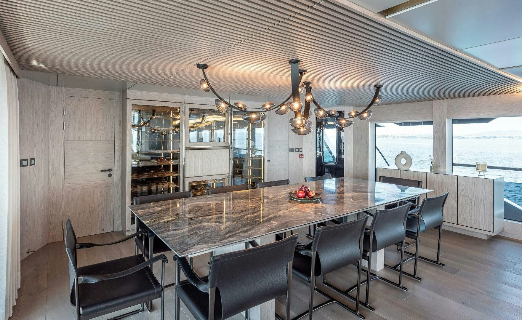 a large kitchen with a large island aboard 37XP 08 ROCKIT Yacht for Sale