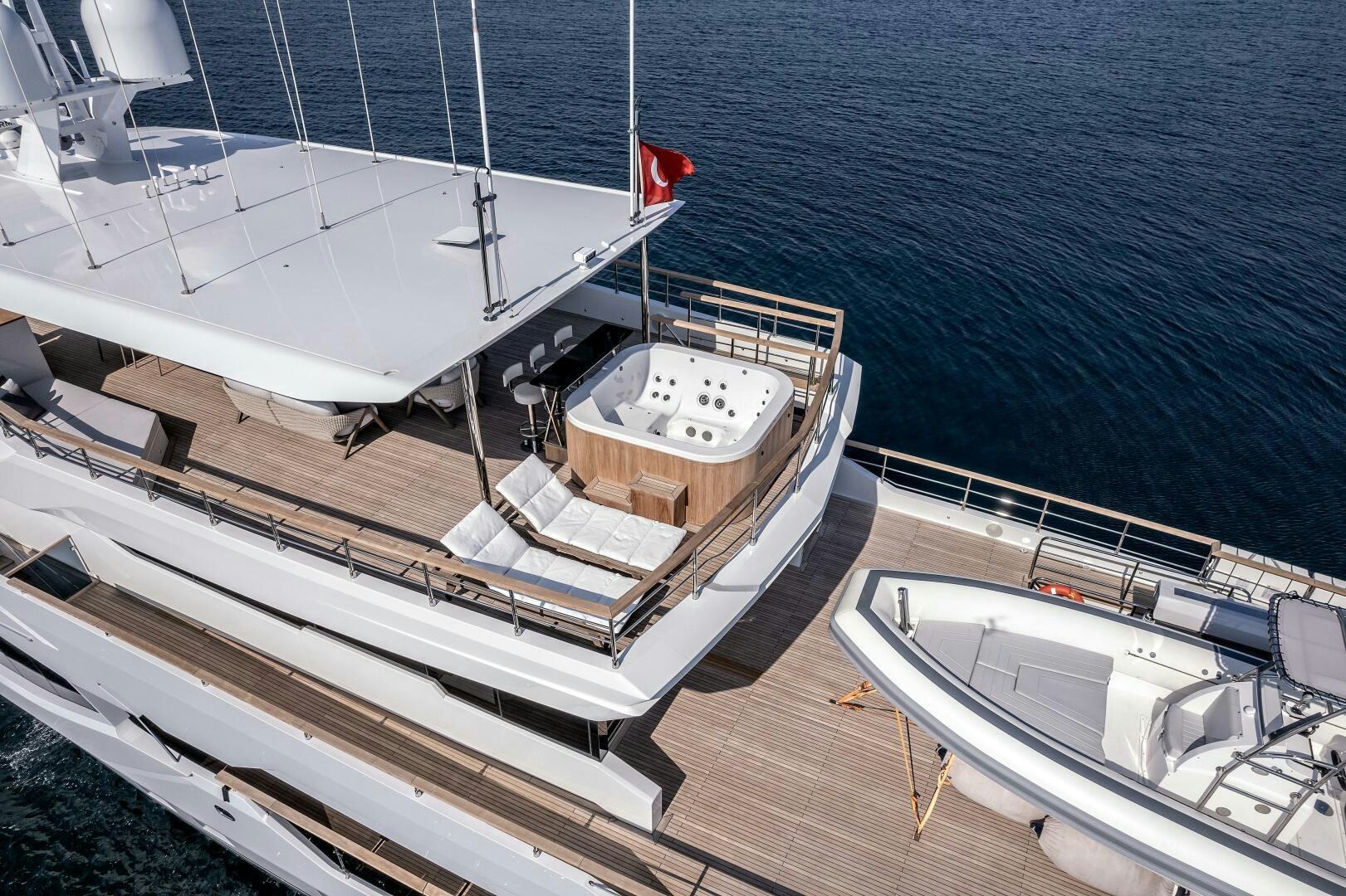 a couple of boats on a dock aboard 37XP 08 ROCKIT Yacht for Sale