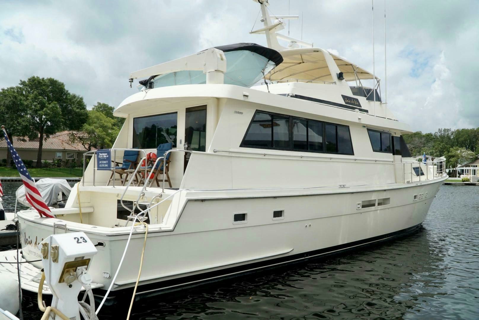 a boat docked at a pier aboard JOIE DE VIE Yacht for Sale