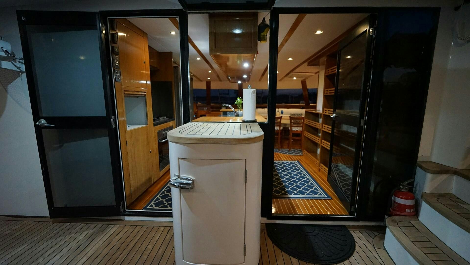 a room with a counter and a sink aboard SOVEREIGN Yacht for Sale