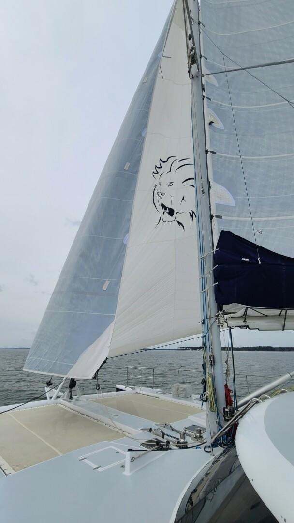 a sailboat with a drawing on it aboard SOVEREIGN Yacht for Sale