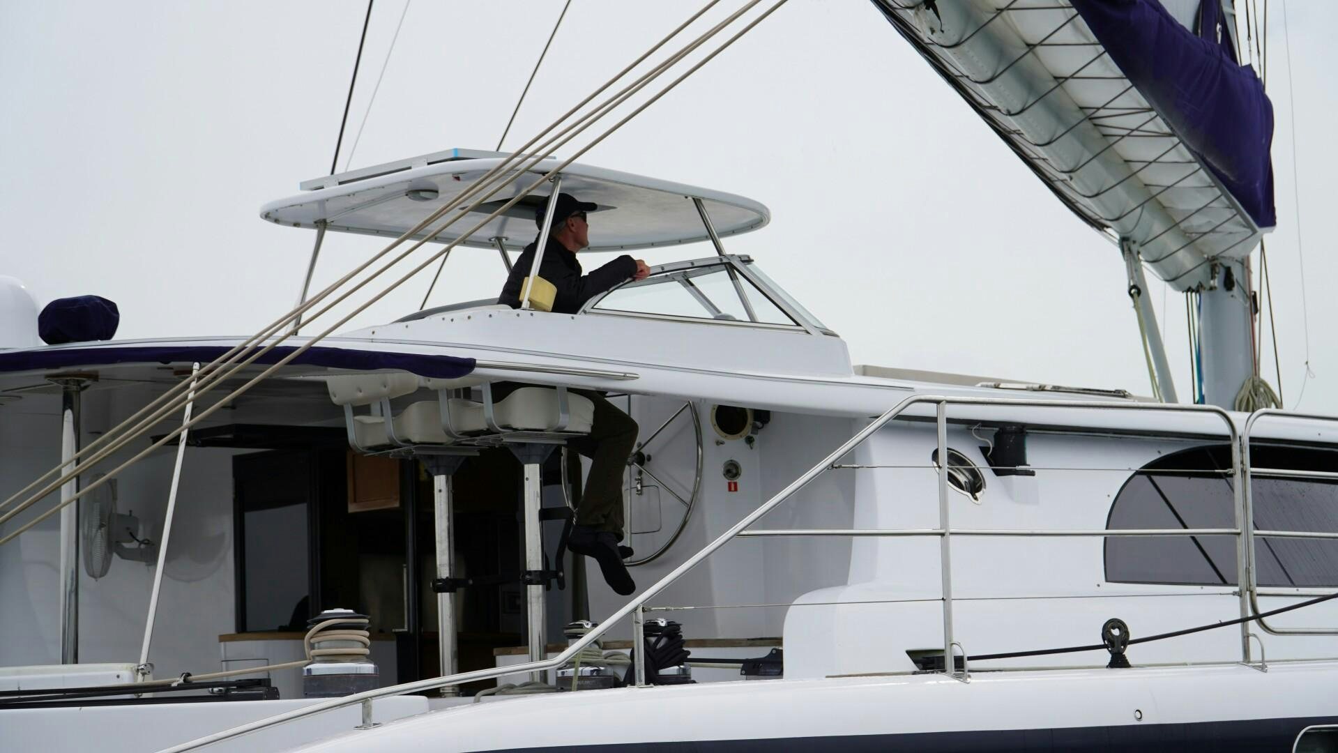 a person on a plane aboard SOVEREIGN Yacht for Sale