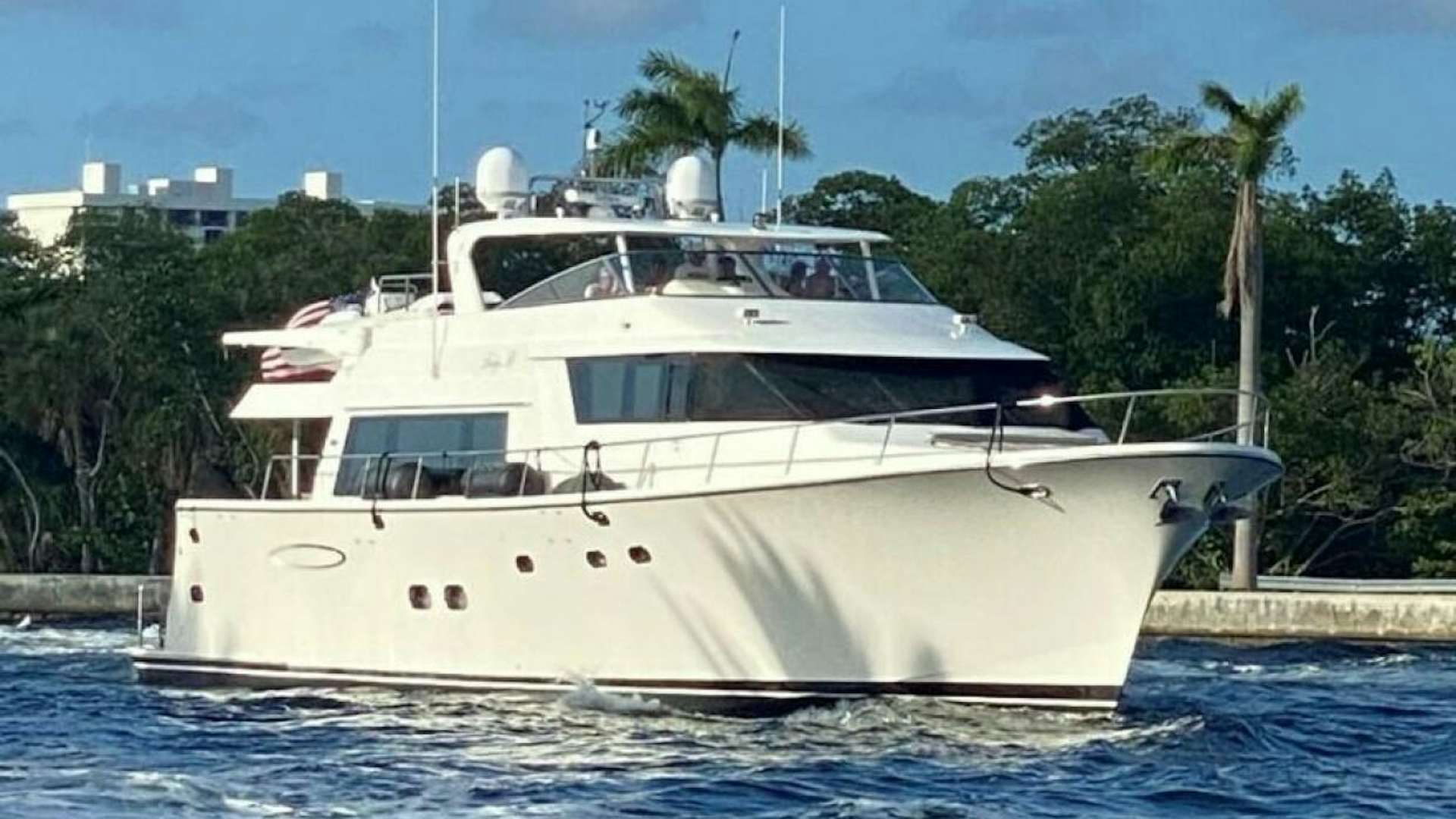 a white yacht in the water aboard LADY B Yacht for Sale