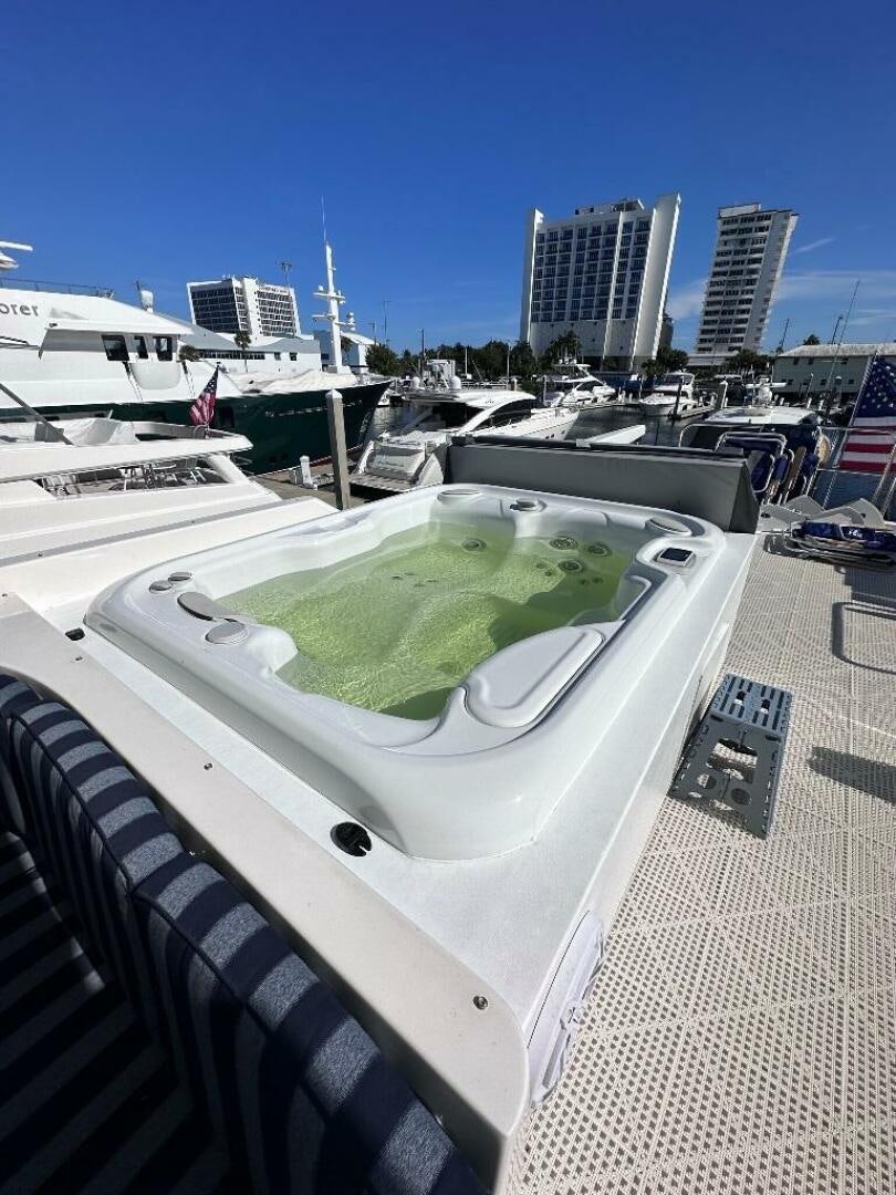 a rooftop view of a city aboard LADY B Yacht for Sale