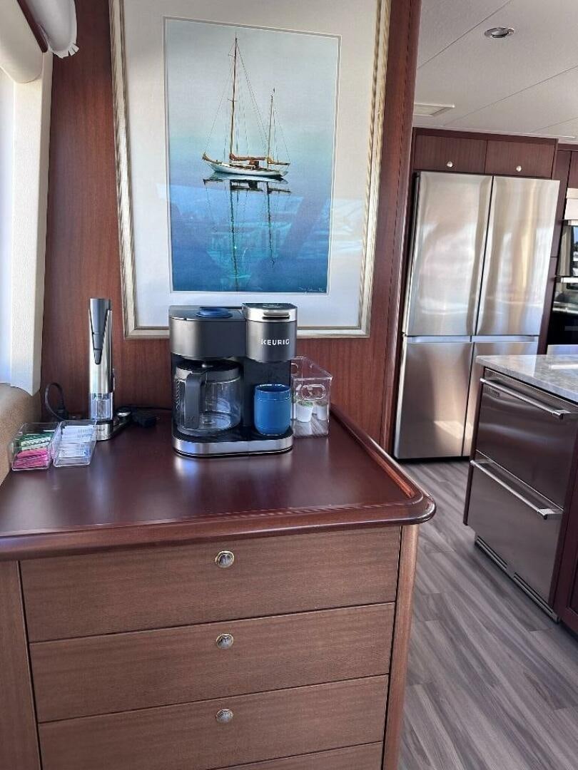 a kitchen with a coffee maker aboard LADY B Yacht for Sale