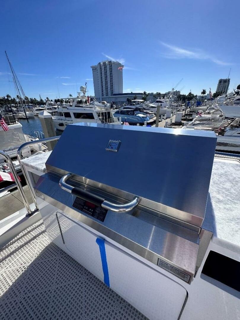 a boat in a harbor aboard LADY B Yacht for Sale