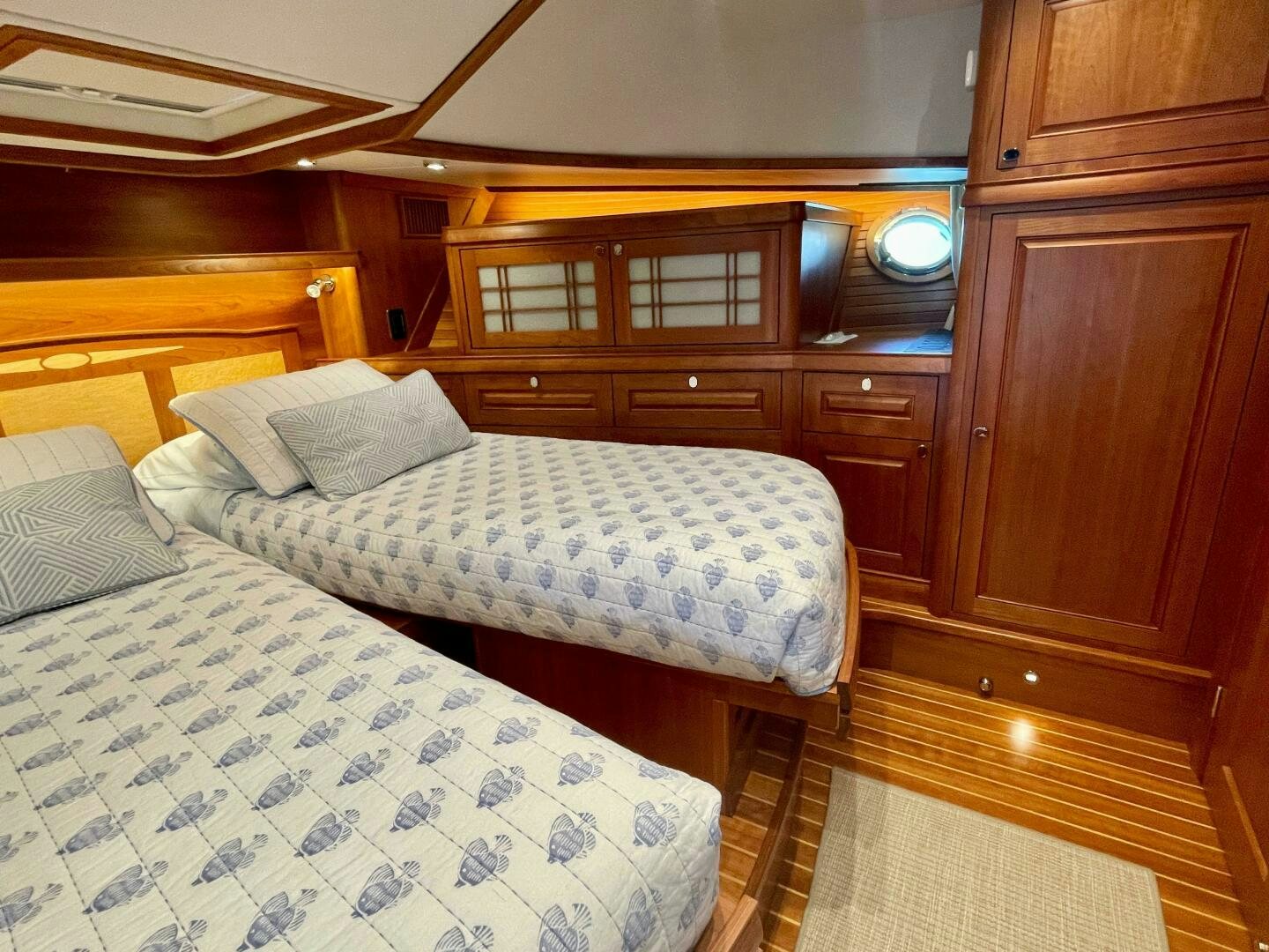 a couple of beds in a room aboard WHIRL AWAY Yacht for Sale