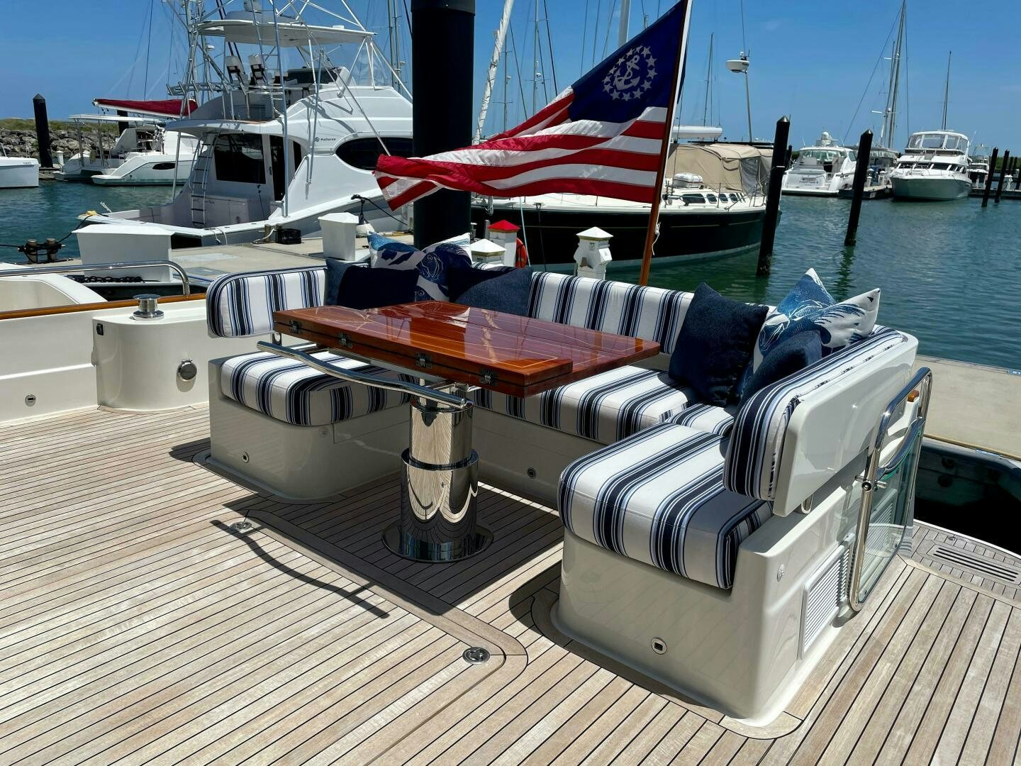 a boat on a dock aboard WHIRL AWAY Yacht for Sale