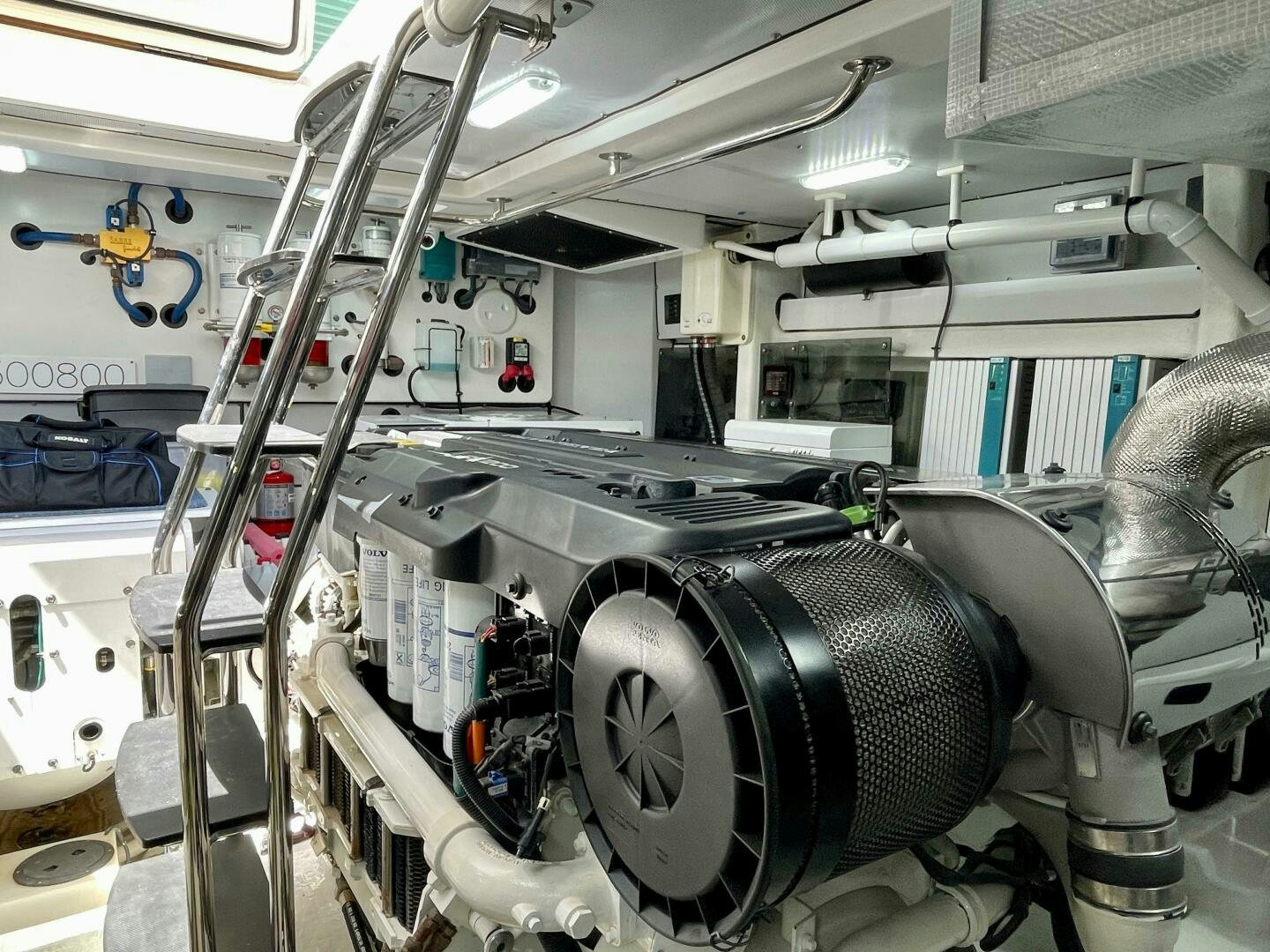 a large machine with several large metal pipes aboard WHIRL AWAY Yacht for Sale