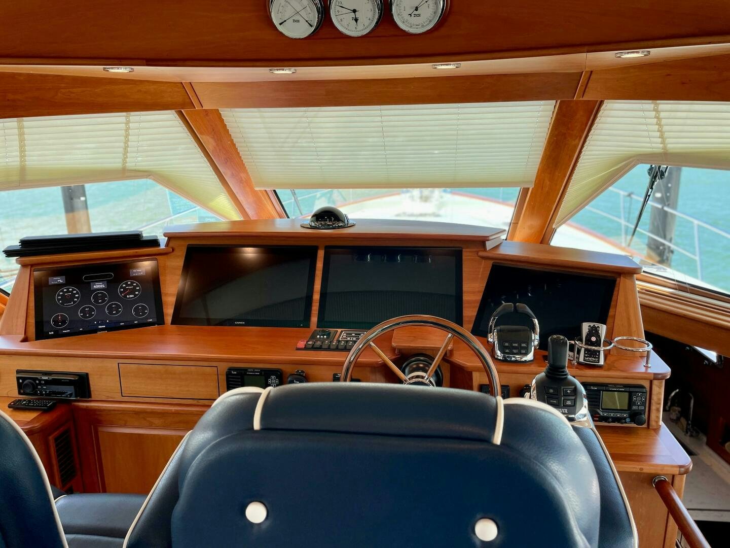 a room with a desk and chairs aboard WHIRL AWAY Yacht for Sale