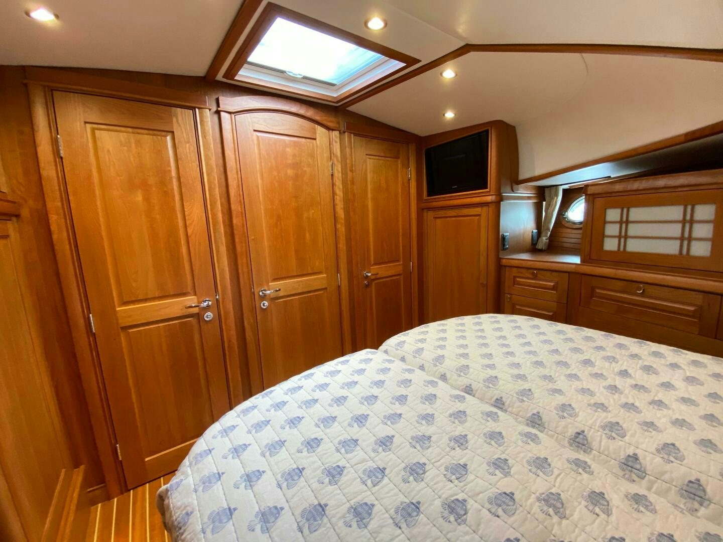 a bed in a room aboard WHIRL AWAY Yacht for Sale