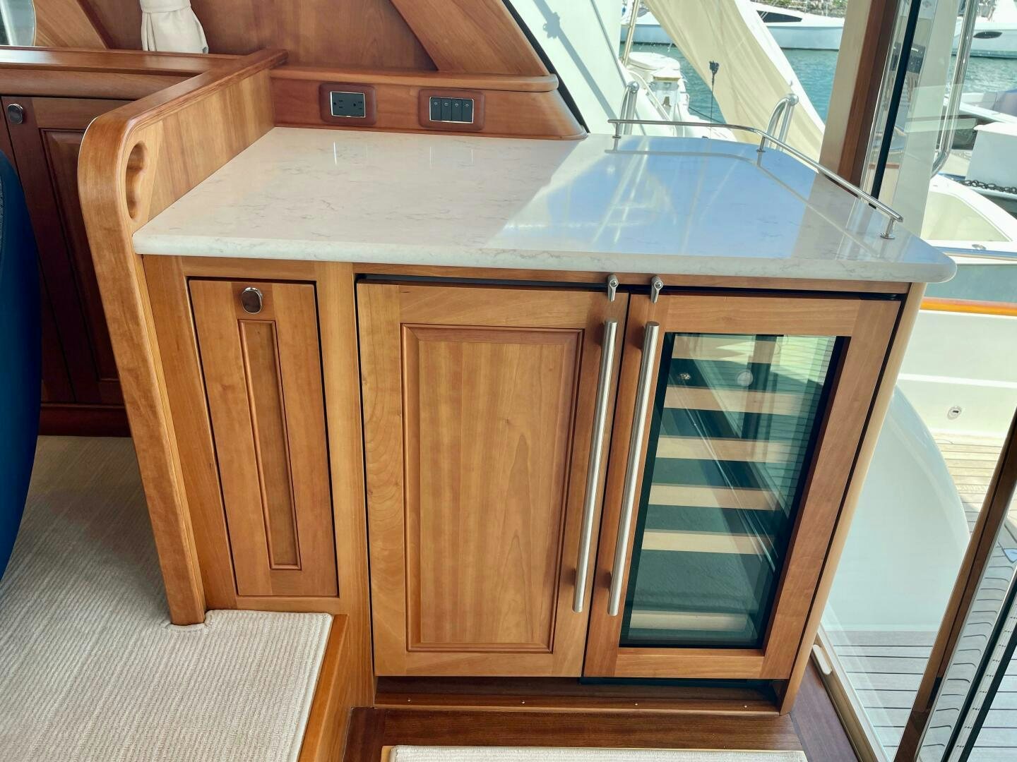 a kitchen with a glass top aboard WHIRL AWAY Yacht for Sale