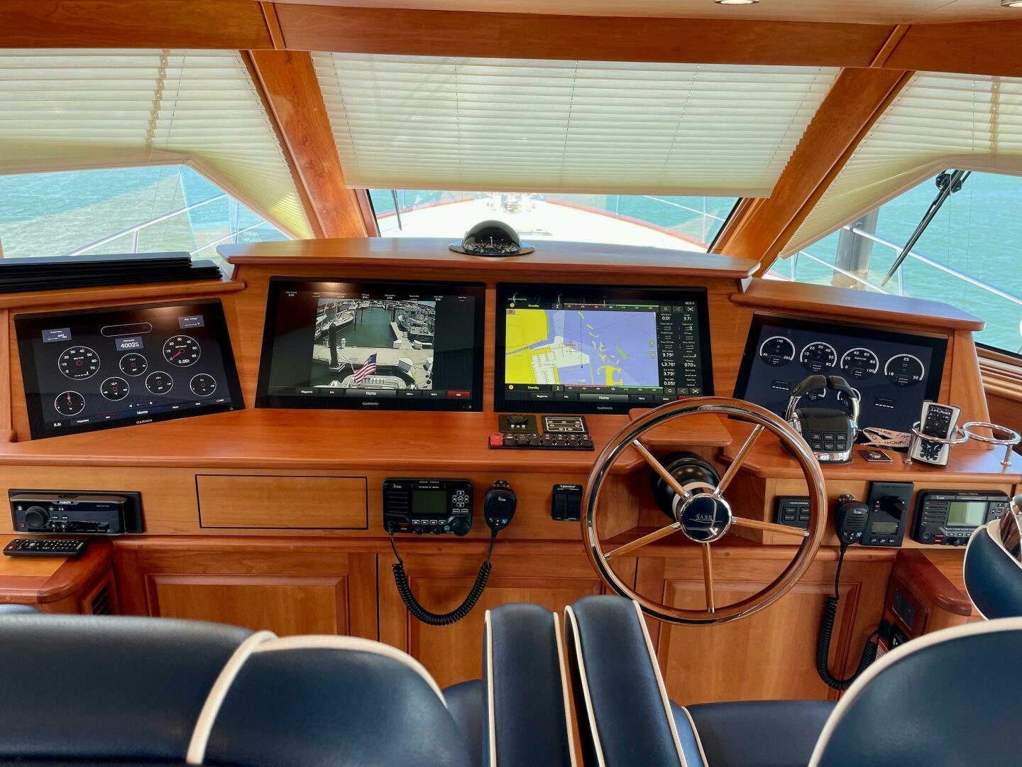 a room with a couple of monitors and a fan aboard WHIRL AWAY Yacht for Sale