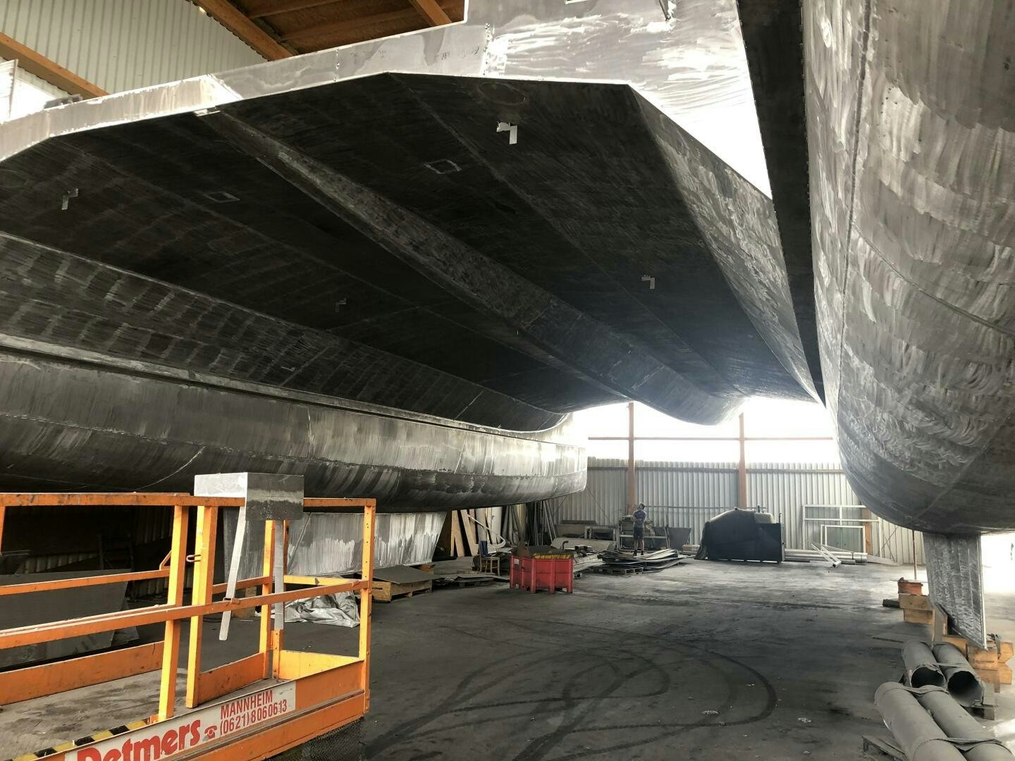 a large metal structure with a ladder aboard CUSTOM 107 CATAMARAN Yacht for Sale