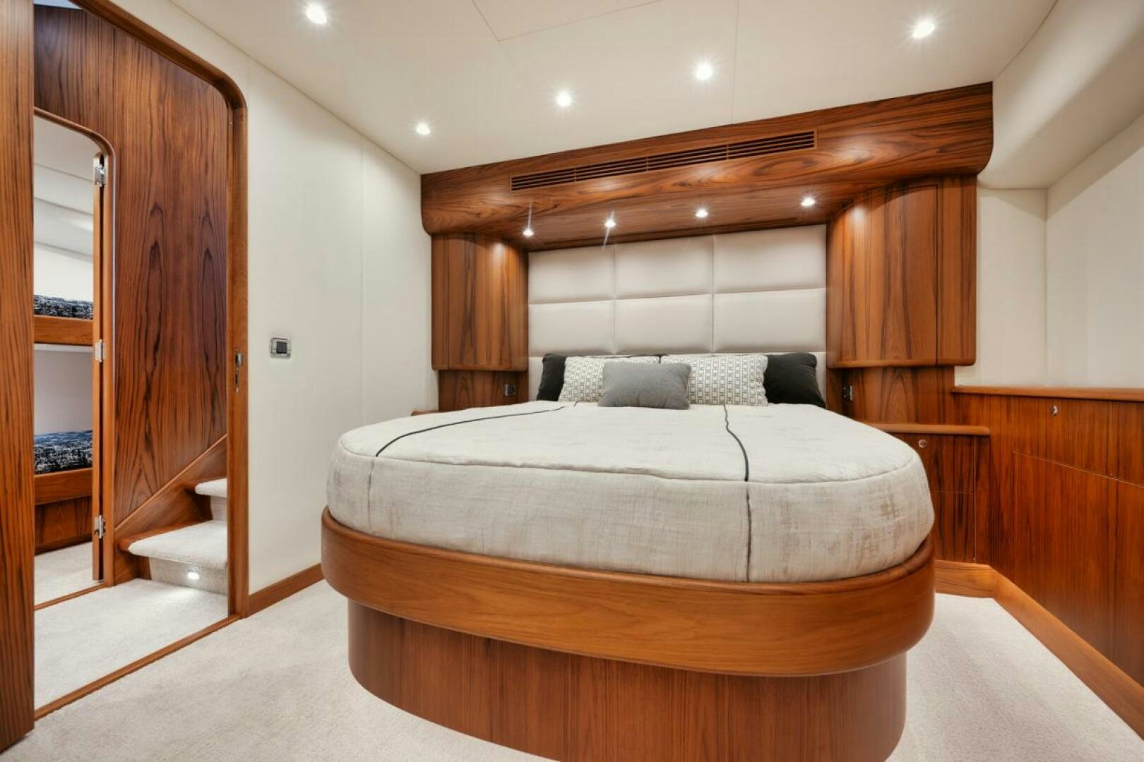 a bed in a room aboard HULLBILLY Yacht for Sale