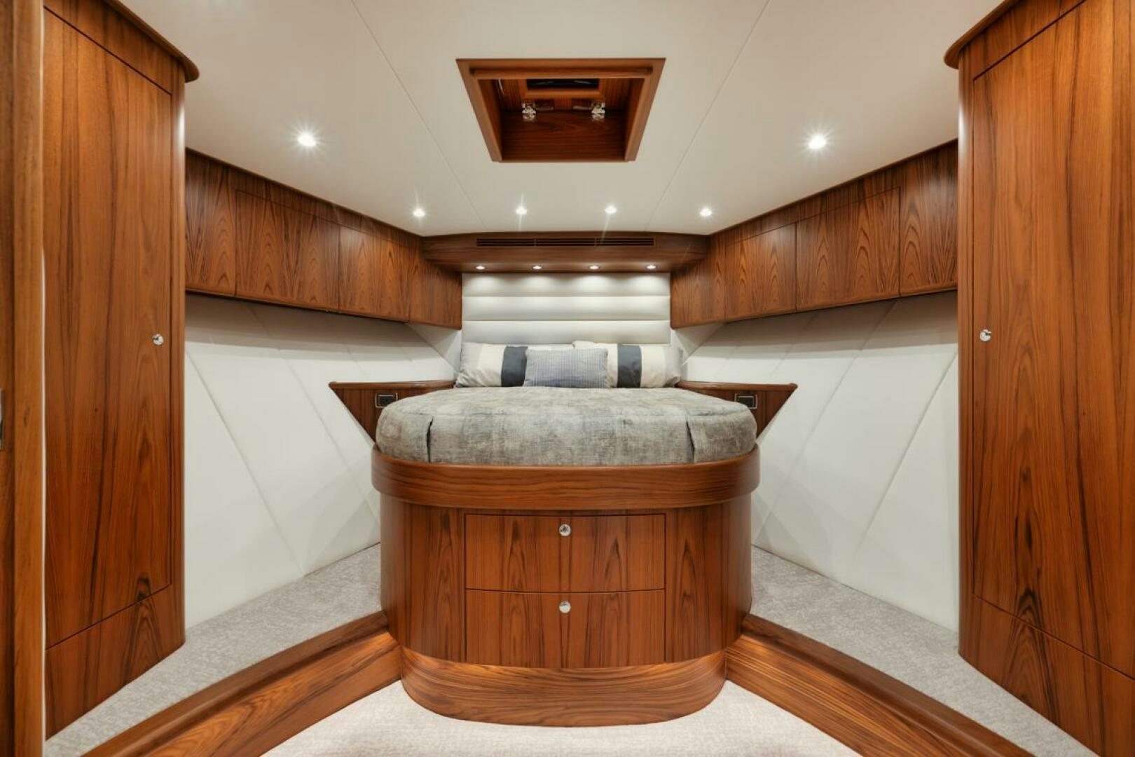 a wood cabinet in a room aboard HULLBILLY Yacht for Sale