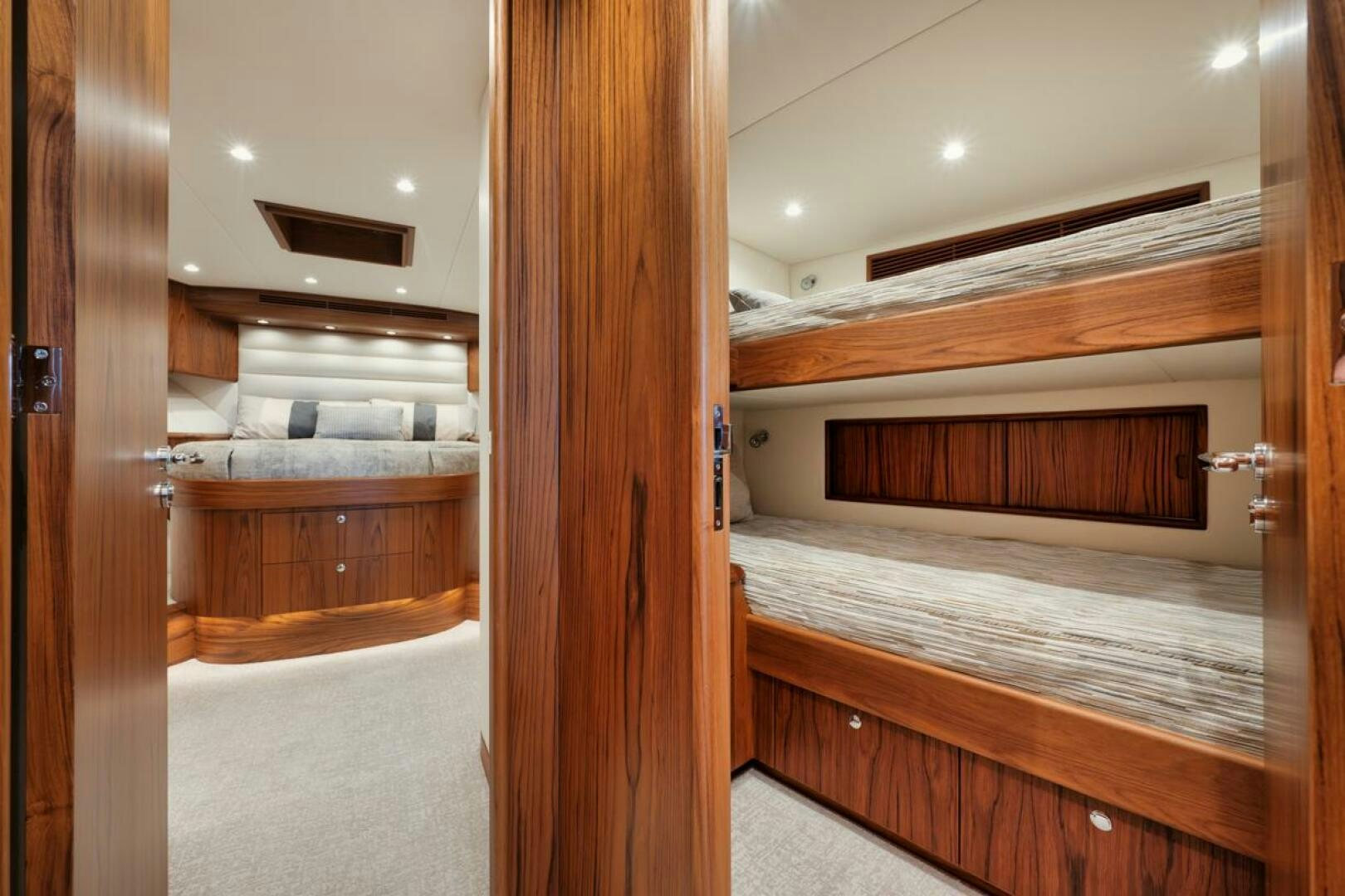 a room with a closet and a bed aboard HULLBILLY Yacht for Sale