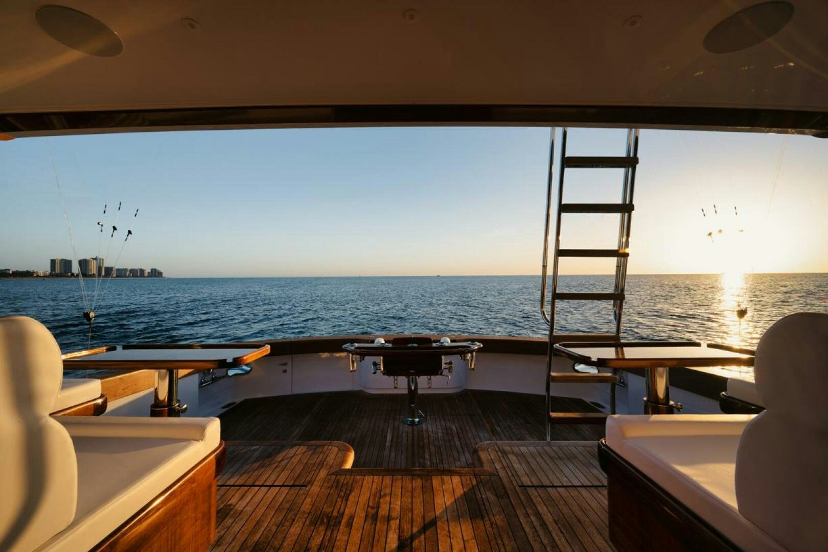 a deck overlooking the ocean aboard HULLBILLY Yacht for Sale