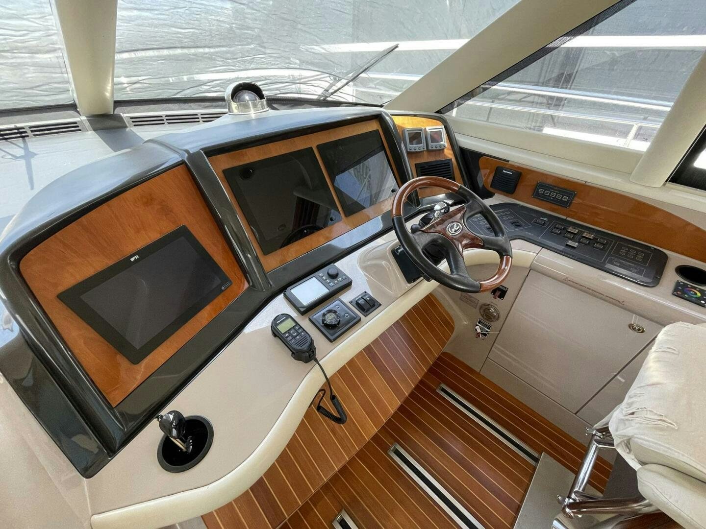a kitchen with a microwave oven and a toaster oven aboard FAIRYTALE Yacht for Sale