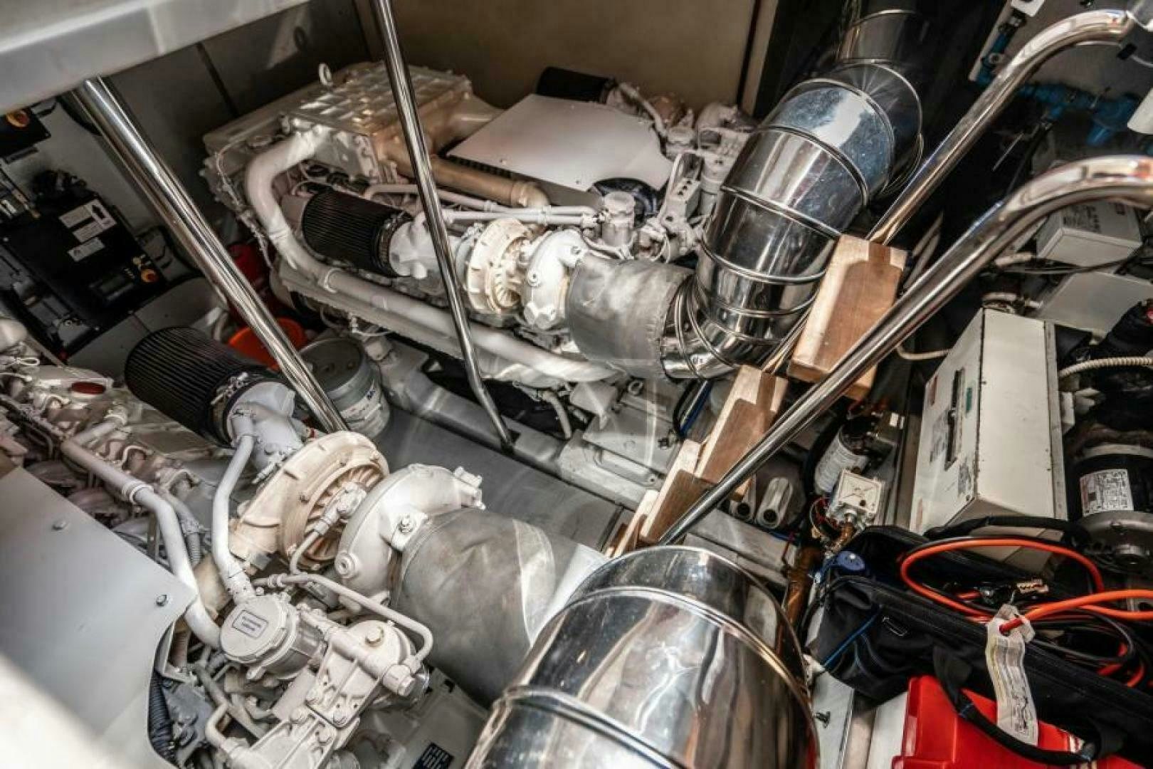 a car engine with a hood aboard EQUINOX Yacht for Sale