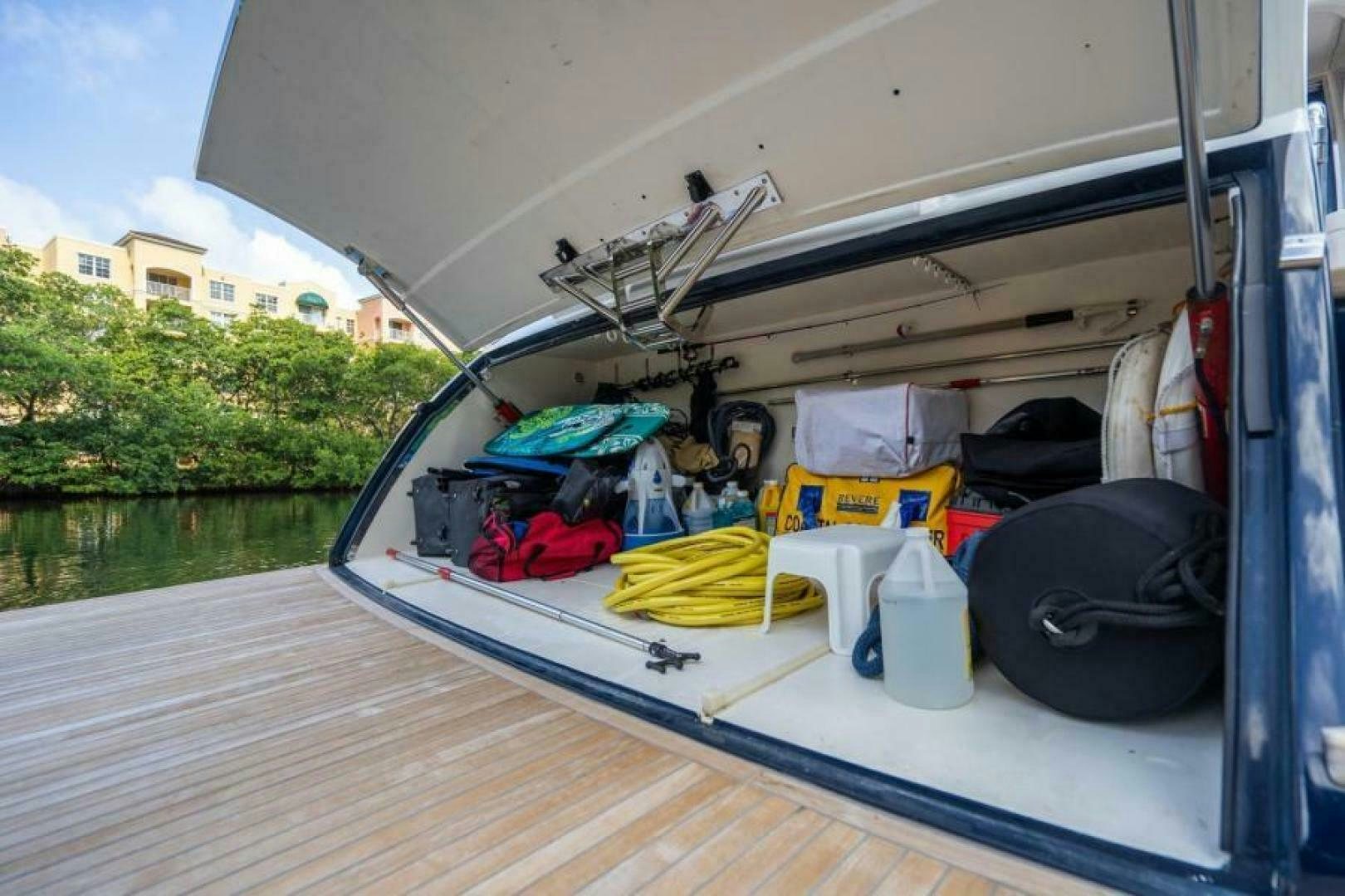 a boat with luggage on it aboard EQUINOX Yacht for Sale